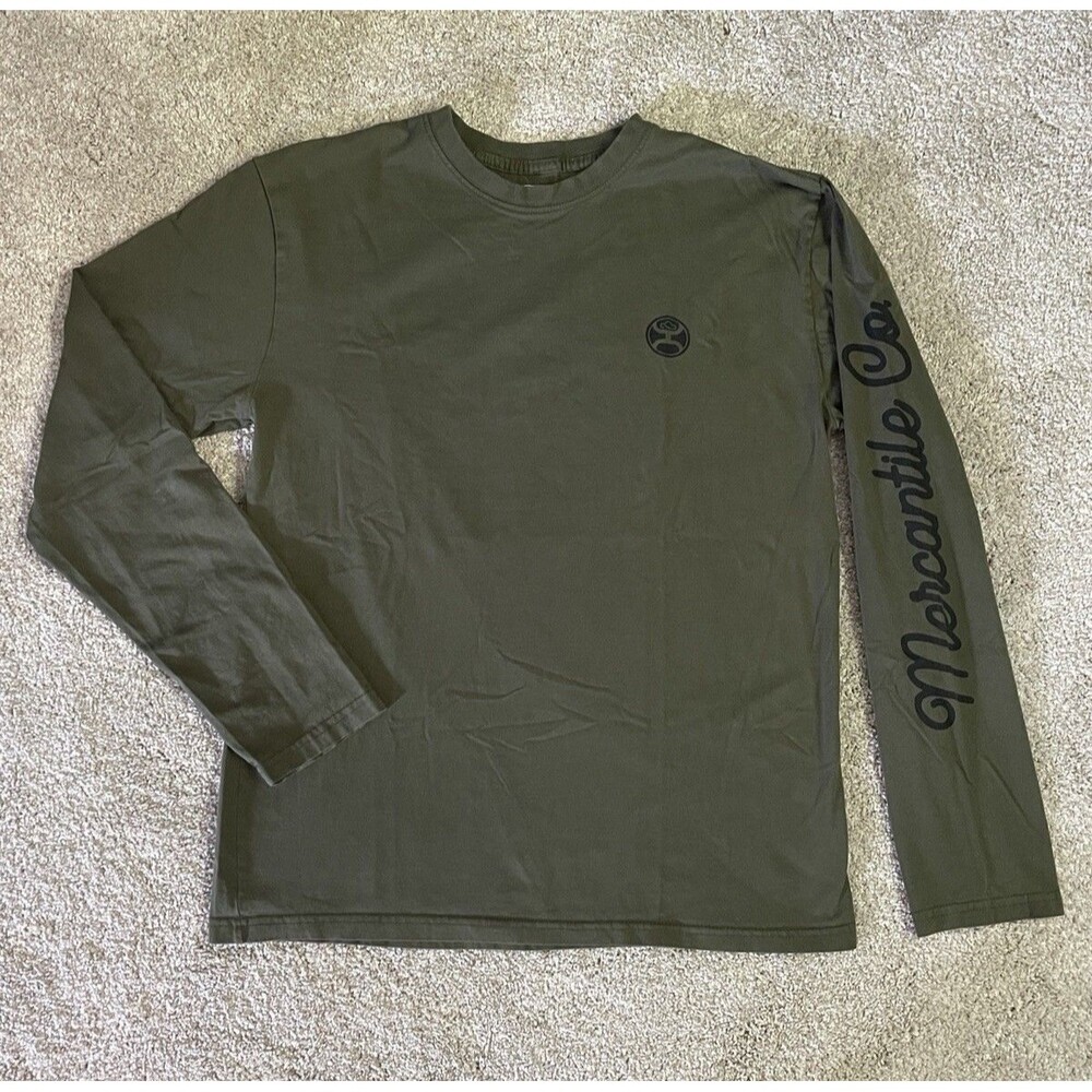 Hooey Men’s Long Sleeve Bronco Flag Military Green Size M Cotton Rodeo Cowboy